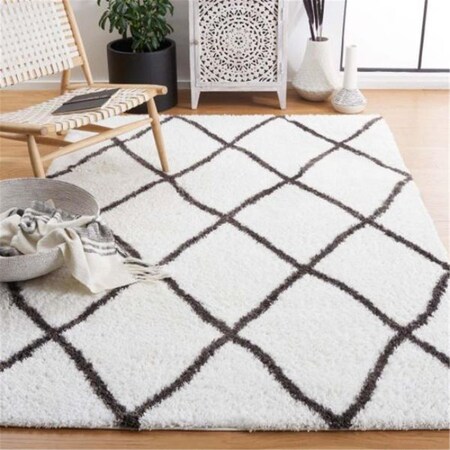 Safavieh 7 x 7 ft. Berber Shag Contemporary Square Power Loomed Rug; Ivory & Grey BER522F-7SQ